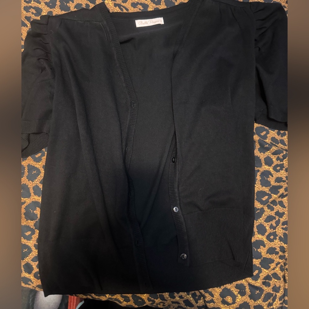 Black Short Sleeve Cardigan - Picture 5 of 6